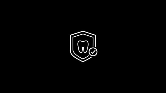 Dental protection shield animation, tooth care insurance concept, oral health symbol.