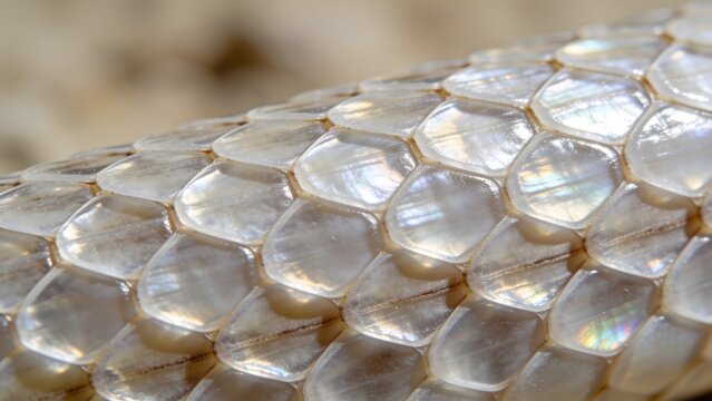 High resolution macro photo of iridescent snake scales showing pearlescent skin texture. Excellent for background textures biological research educational materials and wildlife design.