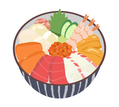 海鮮丼のベクターイラスト