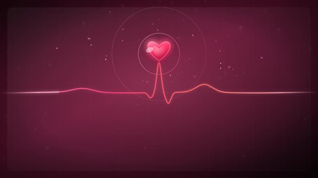 Heartbeat Animation with Glowing Heart and ECG Line