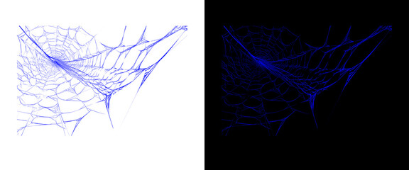 Intricate blue spider web patterns on white and black backgrounds, decorative cobweb design elements, spooky halloween spiderweb graphics © Mehnaz