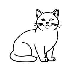 Fototapeta premium Cat Sitting Outline Illustration for Coloring Pages Printable Design