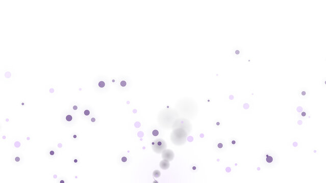 Purple bokeh particles on white background, abstract floating glitter dust, soft violet light circles for elegant design backdrops