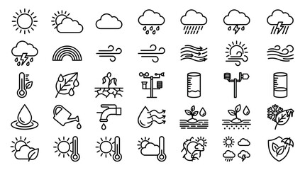 Obraz premium Weather and agricultural climate monitoring icons