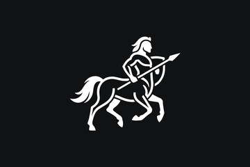 Fototapeta premium Centaur Minimal Icon Logo Background Illustration Creative Design Template 