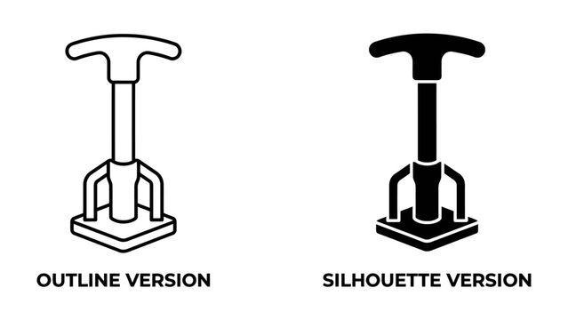 T-Handle Tool Set: An icon set featuring a T-handle tool in both outline and silhouette versions, perfect for design projects needing a clear, versatile tool graphic.