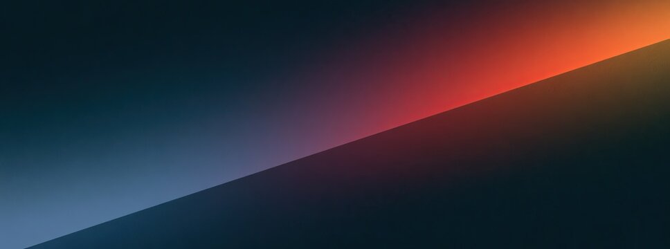 Dark background with a diagonal gradient of cool blue fading to vibrant orange-red light