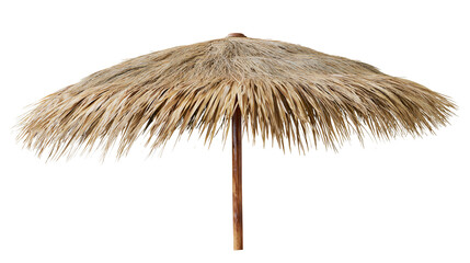 Natural straw beach umbrella with wooden pole © Otillie