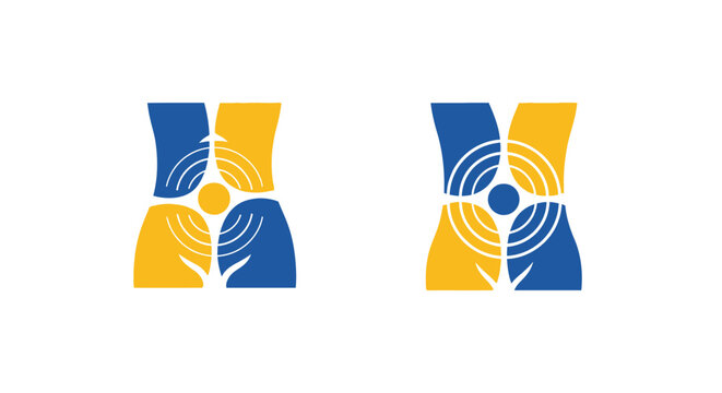 Vector illustration of two hands holding yellow gift boxes.