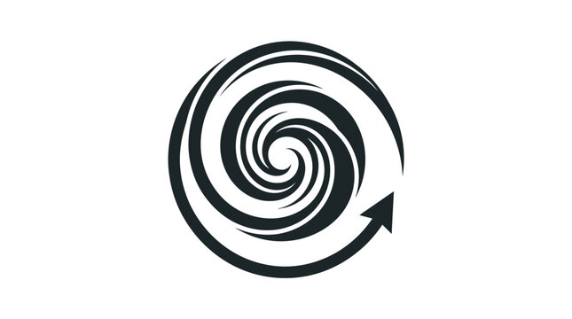 Black swirl arrow spiral symbol icon.