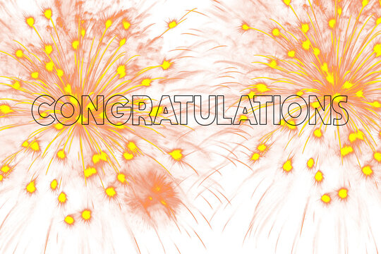 Congratulations Greeting with Festive Orange and Yellow Fireworks Design