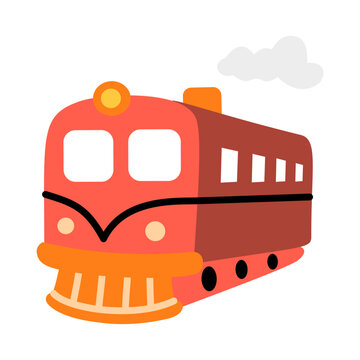 Cute Train Locomotive Flat Illustration Isolated on Transparent Background for Railway Transportation Travel and Kids Design