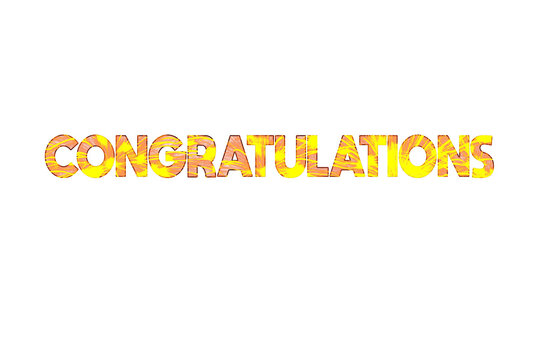 Congratulations Word Graphic with Yellow and Orange Firework Texture Isolated on Transparent Background