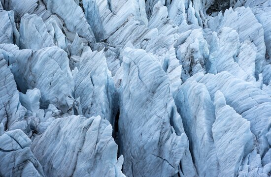 Detail, rugged blue ice with crevasses, Upper Arctic Sea glacier, Bernese Alps, Bernese Oberland, Switzerland