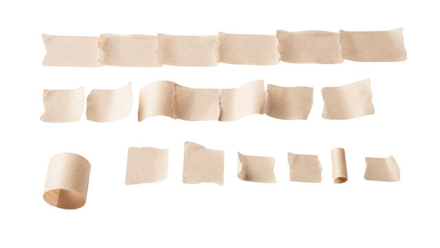 Set of various pieces of masking tape isolated on transparent background