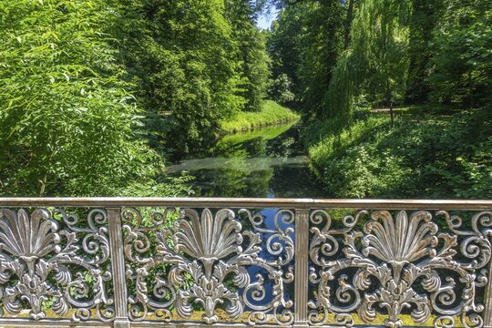 Forged railing on a bridge in the castle park, Kroměř&iacute;ž, Zl&iacute;nsk&yacute; kraj, Czech Republic
