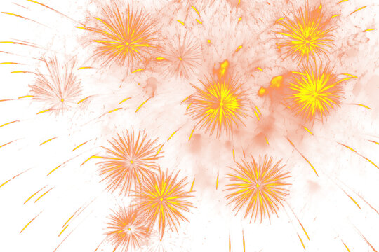 Vibrant Orange and Yellow Fireworks Burst Graphic Element on Transparent Style Template