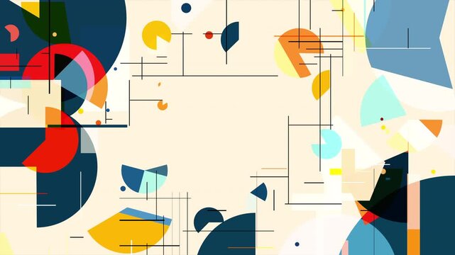 Abstract cropped frame motion graphic featuring geometric shapes and intersecting grid lines.