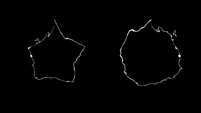 Abstract white stroke shape animation on black background