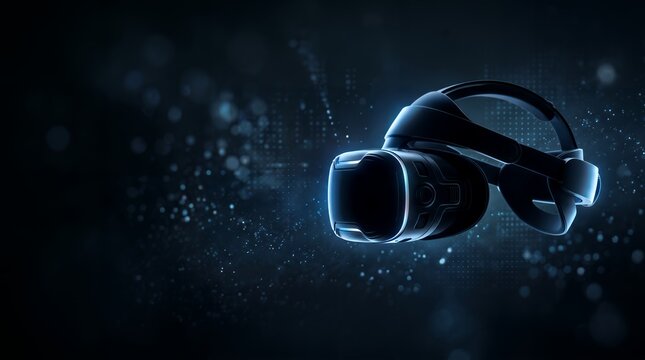 Futuristic VR Headset in Digital Space for Immersive Virtual Reality Experience