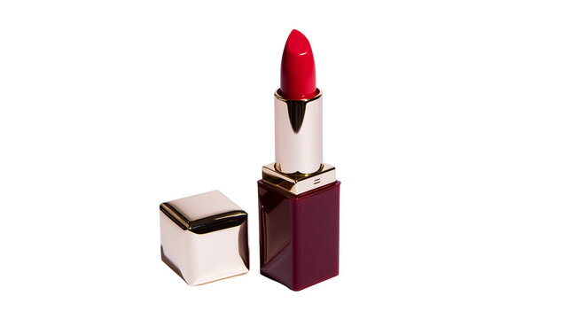 Red lipstick with gold and burgundy case