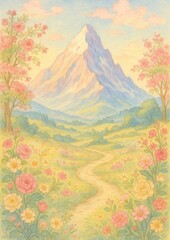 Fototapeta premium Pastel mountain landscape wallpaper