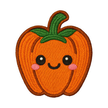PNG Cute embroidered pumpkin patch.