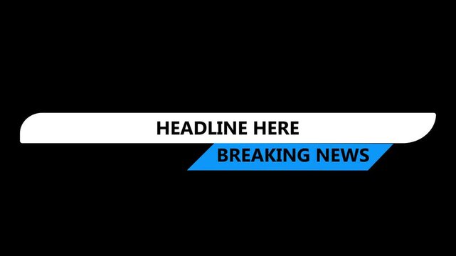 Breaking News Lower Third Banner Template with Red and White Modern Broadcast TV News Headline Graphic on Black Background