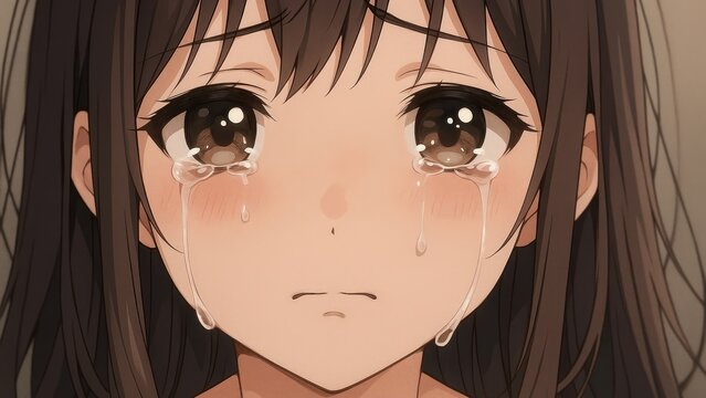 Emotional anime girl crying wallpaper