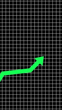 Animated business growth growing arrow. Growing business success with arrow. 4k video. graph business increase growth animation video black background for mobile