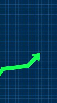 Animated business growth growing arrow. Growing business success with arrow. 4k video. graph business increase growth animation video black background for mobile