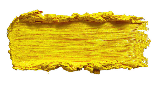 A vibrant yellow paint smear on transparent background