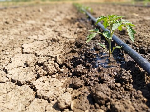 Dry Cracked Soil Versus Moist Soil Agricultural Contrast