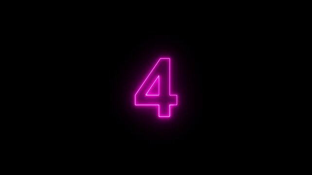 Glowing Green Neon Number 4 Countdown on Black Background, Futuristic Digital Numeric Display, Luminous Countdown Timer, Modern HUD Interface, Motion Graphics Design