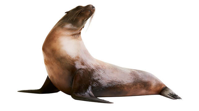 California sea lion with head tilted back, showing fur detail