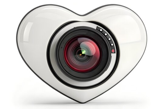 Heart shaped security camera lens symbolizing love for technology with security