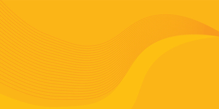 Abstract warm yellow vector background with orange wavy curves and line art pattern for bright corporate presentation banner design