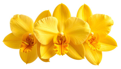 Obraz premium Vibrant Yellow Orchid Flowers Isolated Transparent Background Studio Lighting