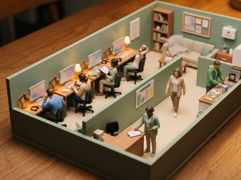 Suicide prevention crisis hotline call center tiny plastic toy figurines