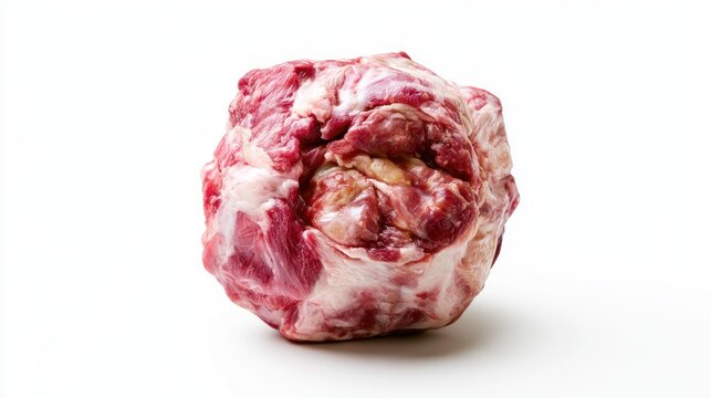 Raw oxtail piece with marbling on transparent background