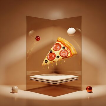 Fresh pizza on wooden stand with toppings in brick oven