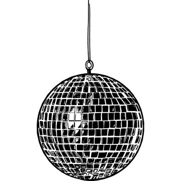 Disco Ball Line Art Illustration