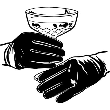 Hands Holding Glass Line Art Illustration