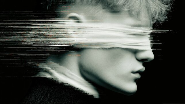 Man with a blindfolded face creative portrait