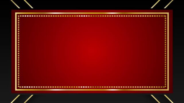 Red and gold luxury frame background. Elegant festive border for holiday greeting cards.