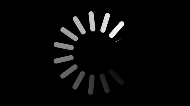 Animated of circle loading icon .Wheel loading concept icon with black background. 4k