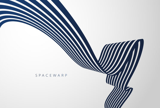 Bent stripes in 3D perspective vector abstract background, curve lines wallpaper abstraction, road speed highway design, minimal graphic design.