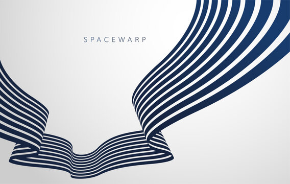 Lines in perspective look like bent ribbon graphic design, vector abstract background with curved stripes in distorted perspective, futuristic surreal op art.