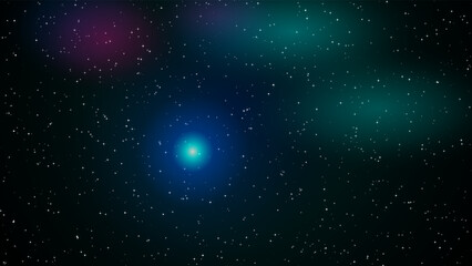 Cosmic night sky background with bright glowing stars and colorful nebula clouds universe infinity © anowara