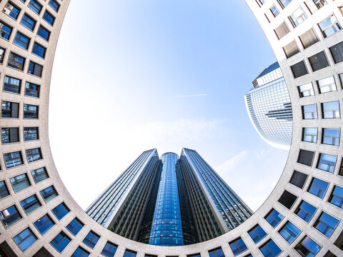 Germany, Hesse, Frankfurt, Frankfurt-Gallus, Tower 185, wide angle view